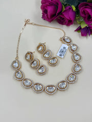 Ruchira Party Wear Heart Shape Single Line Polki Necklace Set