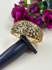 Designer Antique Black Enamel Kundan Bracelet For Women