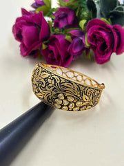 Designer Antique Black Enamel Kundan Bracelet For Women