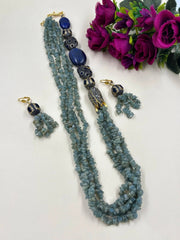 Semi Precious Gemstone Aquamarine Beaded Jewelry Set – Designer Beads Jewelry for Women