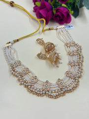 Exquisite Rose Gold Polish Kundan And Pearl Choker Set – Timeless Beauty