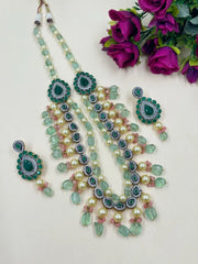 Elegant Layered Green Kundan Necklace Set – Traditional Festive Jewelry For Women