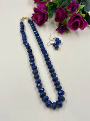 Semi Precious Faceted Lapis Lazuli Rondelle Shape Beaded Necklace - Blue Beads Necklace For Women
