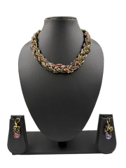 Semi Precious Gemstone Tourmaline Braided Beaded Necklace Set - Contemporary & Modern Beaded Necklace