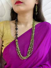 Semi Precious One Side Pattern Green Peridot Beaded Necklace Set - Elegant Gemstone Beads Jewelry