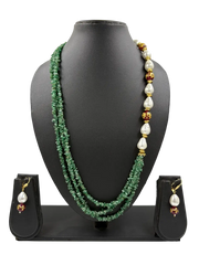 Designer Semi Precious Green Jade Chips Beads Necklace For Women - Green Beads Necklace