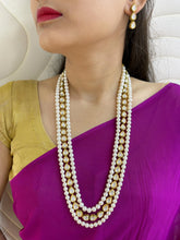 Unisex Freshwater Layered Natural Pearls And Kundan Beaded Necklace Set - Saree And Sherwani Wear