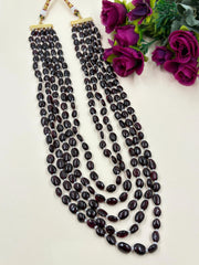 Multi Layered Semi Precious Long Garnet Beads Necklace For Women | Gemstone Beaded Necklaces