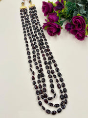 Triple Layered Semi Precious Long Garnet Beads Necklace For Women | Gemstone Beaded Necklaces