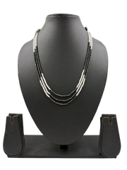Semi Precious Black And White Cubic Zirconia Beads Necklace For Women