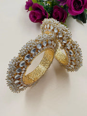 Traditional Gold Plated Jadau Pacheli Bangles For Women - Wedding & Festive Wear Kundan Bangles