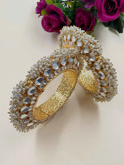 Traditional Gold Plated Jadau Pacheli Bangles For Women - Wedding & Festive Wear Kundan Bangles