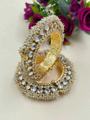 Traditional Gold Plated Jadau Pacheli Bangles For Women - Wedding & Festive Wear Kundan Bangles
