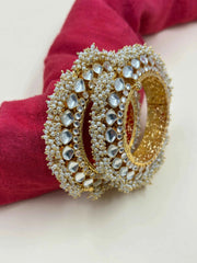 Traditional Gold Plated Jadau Pacheli Bangles For Women - Wedding & Festive Wear Kundan Bangles
