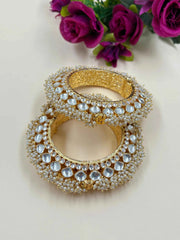 Traditional Gold Plated Jadau Pacheli Bangles For Women - Wedding & Festive Wear Kundan Bangles