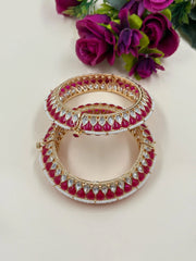 Premium Quality Red Kundan Polki Bangles For Women - Wedding & Party Wear Red Kada Bangles