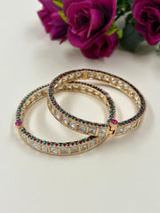 Traditional Artificial Square Shape Thin Polki Bangles - Sleek Kundan Bangles