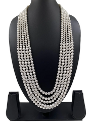 Long Multi Layered Beaded Pearls Necklace For Grooms Sherwani - Mens Wedding Jewelry