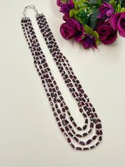 Elegant Semi Precious Freshwater Pearl And Garnet Gemstone Beaded Necklace For Women