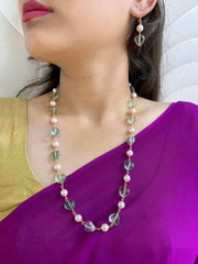 Single Strand Natural Fluorite Beaded Necklace Set For Women - Handmade Gemstone Beaded Jewelry