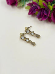 Stylish Minimal Victorian Chain Necklace Set With Polki Drops