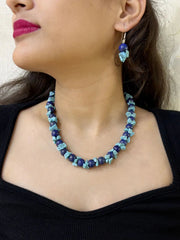 Semi Precious Lapis Lazuli Handcrafted Beaded Necklace Set For Women