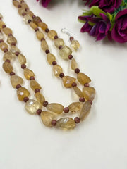 Layered Yellow Citrine Gemstone Beaded Jewellery Set For Women - Perfect Indo Western Wear