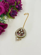 Traditional Gold Plated Kundan Maang Tikka With Red Enamel