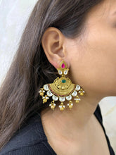 Traditional Gold Plated Antique Kundan Chandbali Earrings - Wedding And Festive Wear