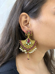 Gold Plated Traditional Golden Chandbali Earrings For Weddings