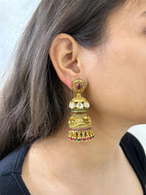 Traditional Gold Plated Antique Golden Double Jhumka Earrin - Wedding & Festive Wear