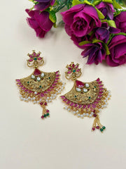 Gold Plated Traditional Golden Chandbali Earrings For Weddings