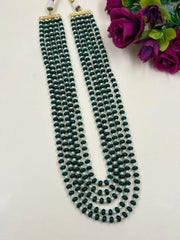 Handcrafted Green Jade and Freshwater Pearls Multi-Layered Beaded Necklace