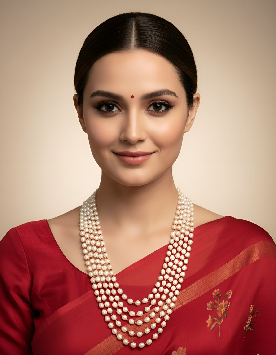 Multi-Layered Kalki Shape Freshwater Pearls Beaded Necklace For Women