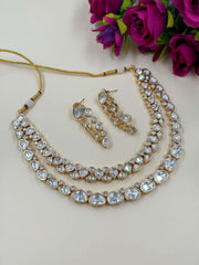 Artificial Maansi Designer Double Layer Uncut Polki Necklace Set for women to wear with Indian And Western attire.