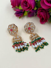 Contemporary Carat Polish AD And Polki Jhumka Earrings For Ladies