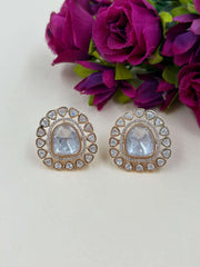 Oversized Ad And Polki Stud Earrings | Pary Wear Earrings