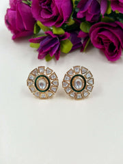 Lightweight Designer Kundan Polki Stud Earrings For Ladies