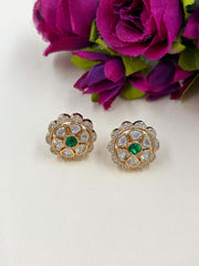 Pratibha Lightweight Flower Design Small Uncut Polki Stud Earrings