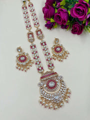 Madhubala Designer Long Wedding Kundan Polki Jewellery Necklace Set