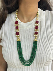 Designer Handcrafted Long Multi Color Jade Beads Necklace For Women By Gehna Shop