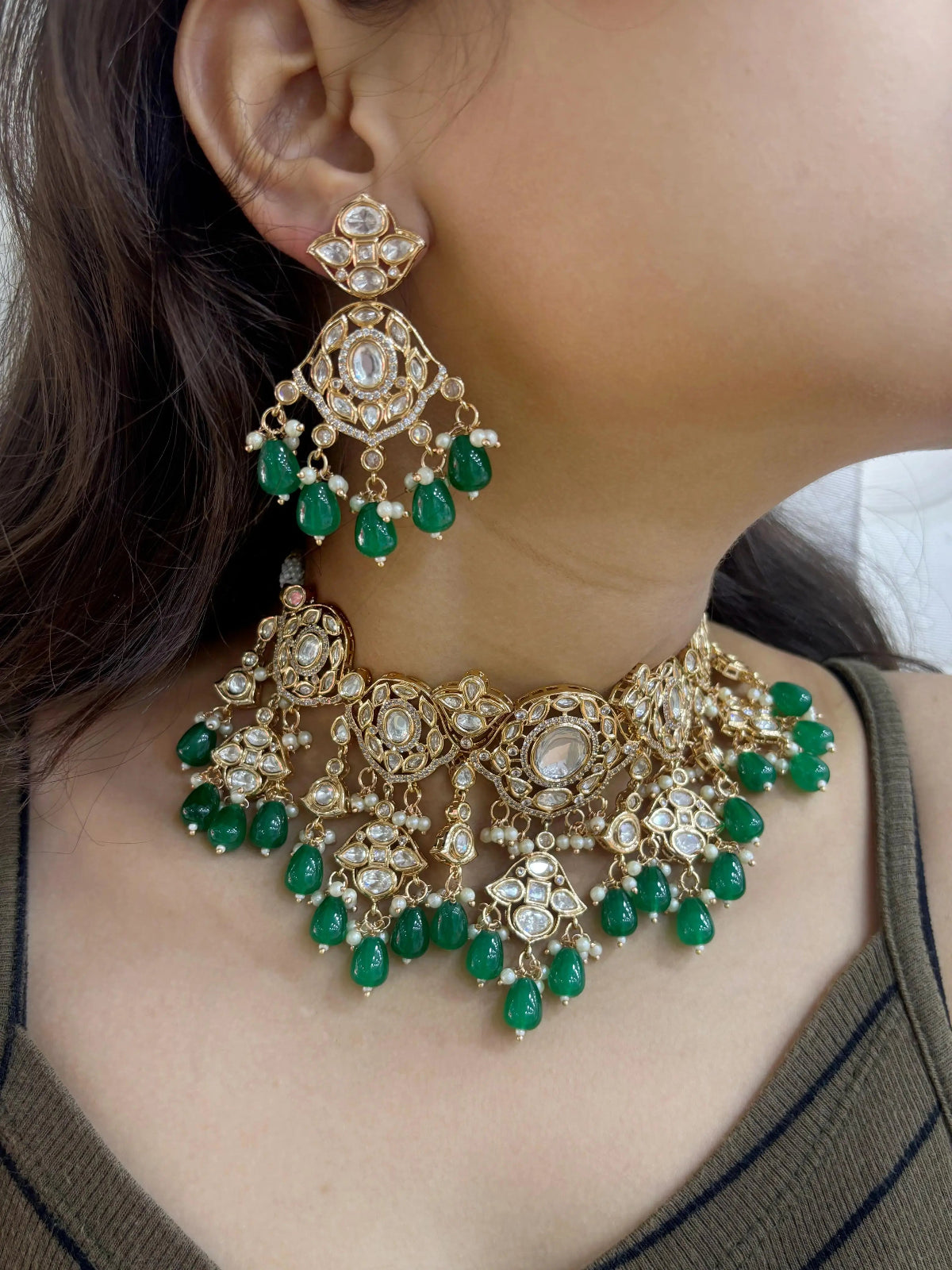 Maharani Bridal Polki Kundan Choker Necklace Set For Women Online