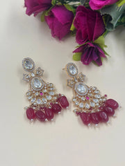 Designer Rose Gold Polish Red Kundan Polki Choker Necklace For Weddings And Parties