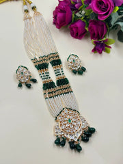 Long Kundan Necklace Set With Pearl Beads | Kundan Wedding Jewelry Sets For Women