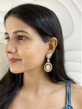 Elegant Stones And Mother of Pearl Dangler Earrings With American Diamonds | Weddings And Festive Earrings