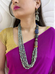 Semi Precious Gemstone Aquamarine Beaded Jewelry Set – Designer Beads Jewelry for Women