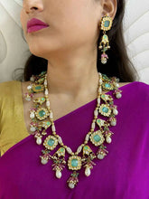 Designer Gold Plated Long Multi Color Jadau Kundan Necklace - Elegant Ethnic Jewlery For Women
