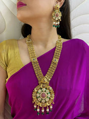 Long Antique Gold Jewellery Necklace Set For Weddings By Gehna Shop