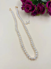 Natural Single Line Freshwater Real Pearl Beaded Necklace Set - Elegant Pearl Necklace Set