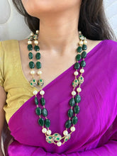 Long Stones Beaded Necklace For Men And Women - Green Beads Necklace For Sherwani And Saree